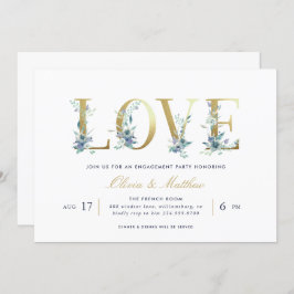 Luxe Floral Engagement Party Kaart