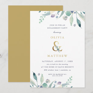 Luxe Floral Engagement Party Kaart