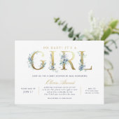 Luxe Floral Girl Baby shower per Mail Kaart (Staand voorkant)
