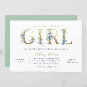 Luxe Floral Girl Baby shower per Mail Kaart