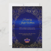 Luxe Floral Gold Royal Blue Baby shower Kaart (Achterkant)