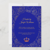 Luxe Floral Gold Royal Blue Baby shower Kaart (Achterkant)