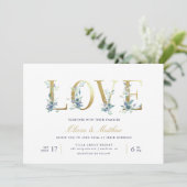 Luxe Floral Love bruiloft uitnodiging (Staand voorkant)