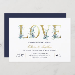 Luxe Floral Love bruiloft uitnodiging