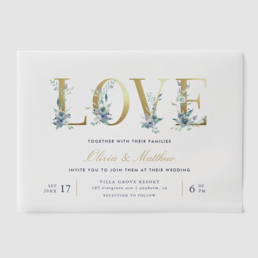 Luxe Floral Love Wedding Vellum Uitnodigingen (Voorkant)