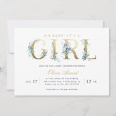 Luxe Floral Meisje Baby shower Kaart (Voorkant)