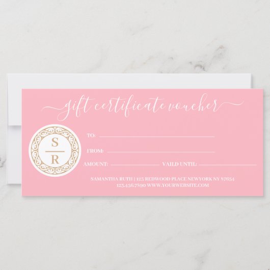 Luxe Floral Monogram Logo Merk Cadeaubon (Achterkant)