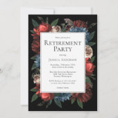 Luxe Floral op Black Elegant Retirement Party Kaart (Voorkant)