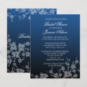 Luxe Floral Peony Denim bruids uitnodiging (Voorkant / Achterkant)