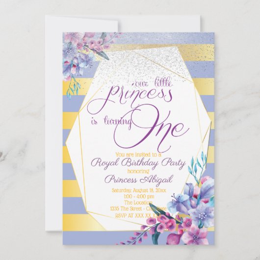 Luxe Floral Prinses Verjaardag Kaart (Voorkant)