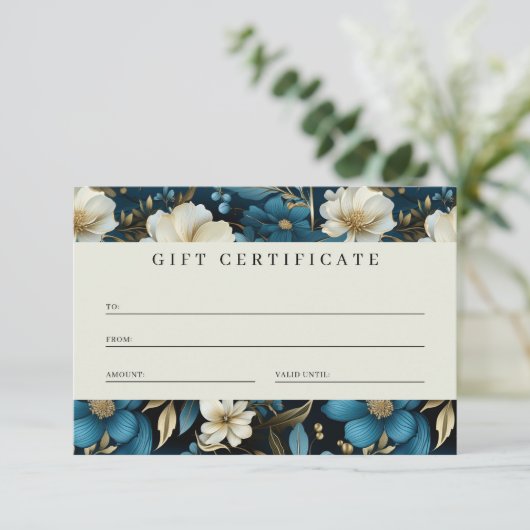 Luxe Floral QR Code Zakelijk Cadeaubon (Staand voorkant)