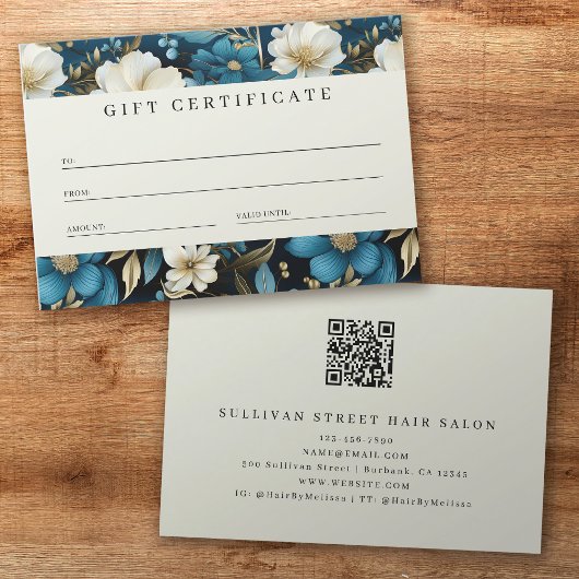 Luxe Floral QR Code Zakelijk Cadeaubon