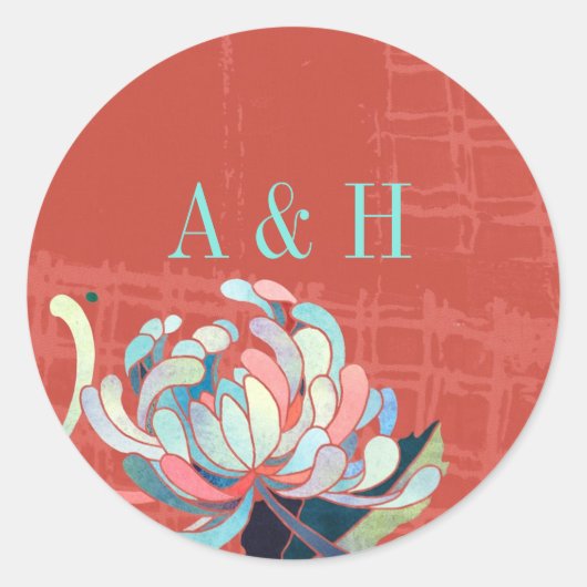 Luxe Floral Red Wedding Favor Ronde Sticker (Voorkant)