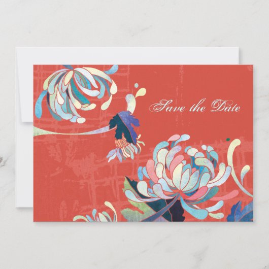 Luxe Floral Red Wedding Save the Date (Voorkant)