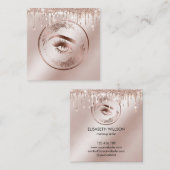 Luxe Floral Roos Gold Lashes Circle Eyes Brows Vierkante Visitekaartje (Voorkant / Achterkant)