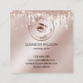 Luxe Floral Roos Gold Lashes Circle Eyes Brows Vierkante Visitekaartje (Achterkant)