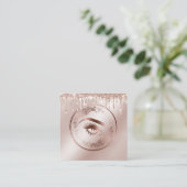 Luxe Floral Roos Gold Lashes Circle Eyes Brows Vierkante Visitekaartje (Staand voorkant)