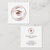 Luxe Floral Roos Gold Lashes Circle Eyes Brows Vierkante Visitekaartje (Voorkant / Achterkant)