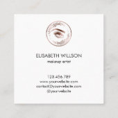 Luxe Floral Roos Gold Lashes Circle Eyes Brows Vierkante Visitekaartje (Achterkant)
