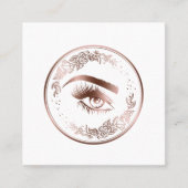 Luxe Floral Roos Gold Lashes Circle Eyes Brows Vierkante Visitekaartje (Voorkant)
