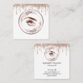 Luxe Floral Roos Gold Lashes Circle Eyes Brows Vierkante Visitekaartje (Voorkant / Achterkant)