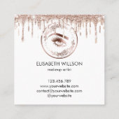 Luxe Floral Roos Gold Lashes Circle Eyes Brows Vierkante Visitekaartje (Achterkant)