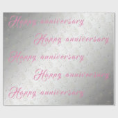 Luxe Floral Roos Happy Silver 25th Jubileum Cadeaupapier (Vlak)