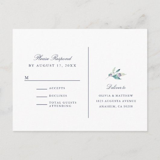 Luxe Floral RSVP Briefkaart (Achterkant)