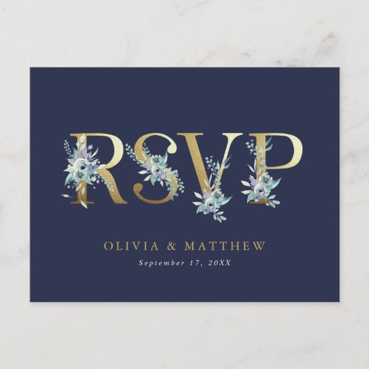 Luxe Floral RSVP Briefkaart (Voorkant)