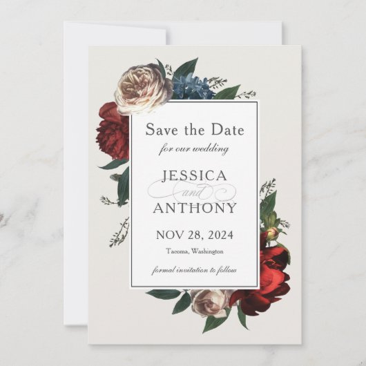 Luxe Floral Save the Date for Wedding (Voorkant)
