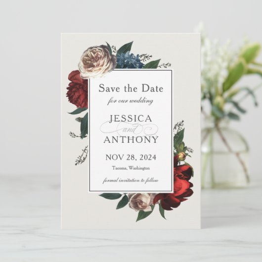 Luxe Floral Save the Date for Wedding (Staand voorkant)
