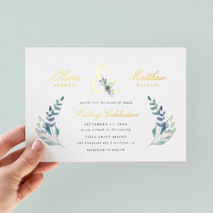 Luxe Floral Wedding Folie Uitnodiging