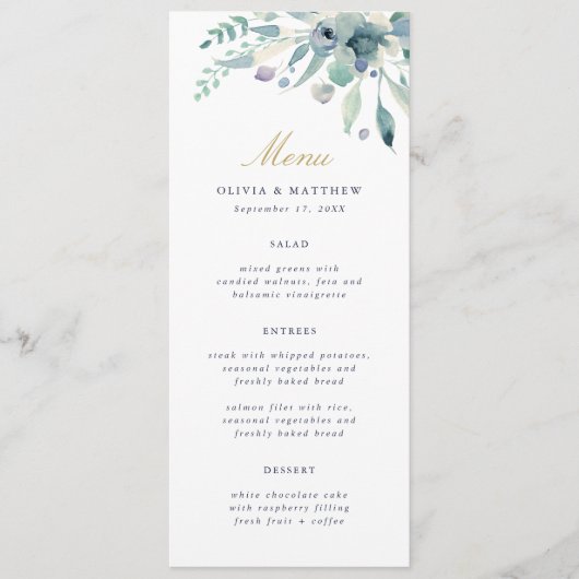 Luxe Floral Wedding Menu Card (Voorkant)