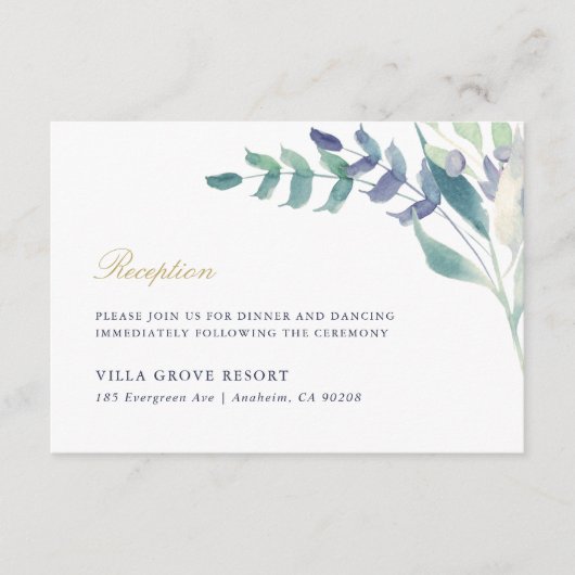 Luxe Floral Wedding Reception Informatiekaartje (Voorkant)