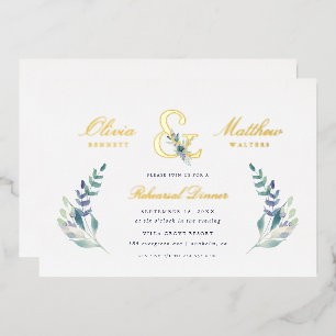 Luxe Floral Wedding Rehearsal Dinner Folie Invitat Folie Uitnodiging