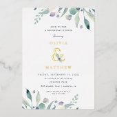 Luxe Floral Wedding Rehearsal Dinner Folie Uitnodiging (Voorkant)