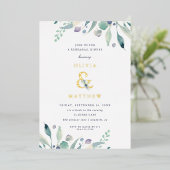 Luxe Floral Wedding Rehearsal Dinner Folie Uitnodiging (Staand Voorkant)