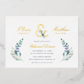 Luxe Floral Wedding Rehearsal Dinner Folie Uitnodiging (Voorkant)