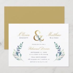 Luxe Floral Wedding Rehearsal Dinner Uitnodiging