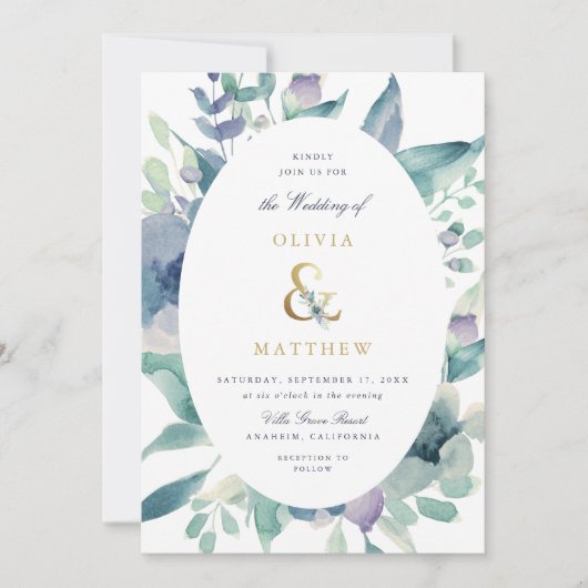 Luxe Floral Wedding Uitnodiging (Voorkant)