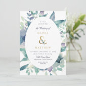 Luxe Floral Wedding Uitnodiging (Staand voorkant)