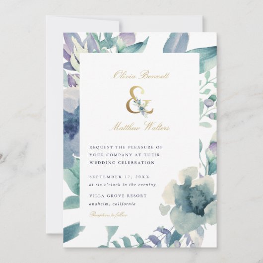 Luxe Floral Wedding Uitnodiging (Voorkant)