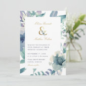 Luxe Floral Wedding Uitnodiging (Staand voorkant)