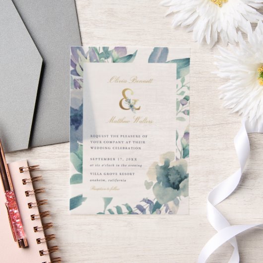 Luxe Floral Wedding Vellum Uitnodigingen (Huwelijk)