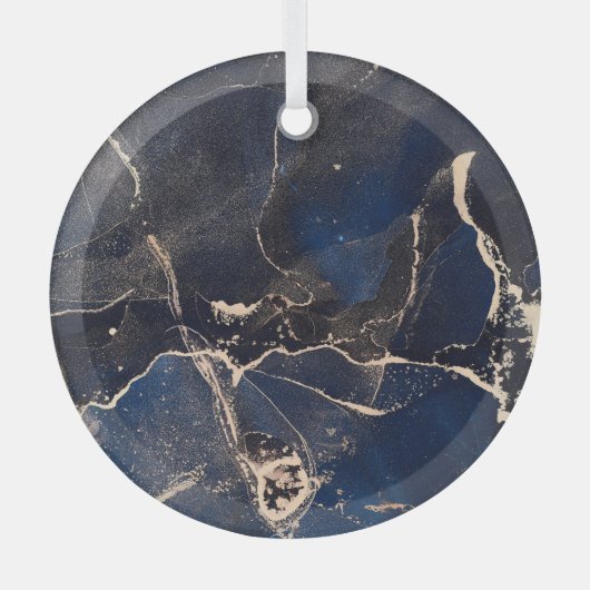 Luxe Fluid Art: Abstracte alcoholinkt Glas Ornament (Voorkant)