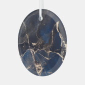 Luxe Fluid Art: Abstracte alcoholinkt Glas Ornament (Voorkant links)