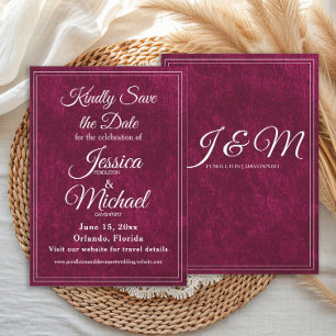 Luxe Fluwelen Burgundy Bes Monogram Huwelijk Save The Date