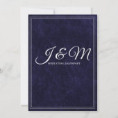 Luxe Fluwelen Navy Blauwe Monogram Huwelijk Save The Date (Achterkant)
