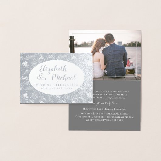 Luxe FOIL FOTO Gevouwen Elegante Bladeren TROUWEN Folie Kaarten (Display)