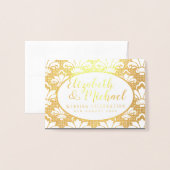 Luxe FOIL FOTO Gevouwen Elegante DAMAST BRUILOFT Folie Kaarten (Voorkant met envelop)
